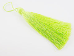 Extra Large Thick Bright Spring Green Thread Tassels - 4.4 inches - 113mm - 1 pc