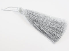 Extra Large Thick Light Gray Silk Thread Tassels - 4.4 inches - 113mm - 1 pc
