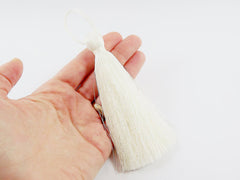 Extra Large Thick White Ivory Silk Thread Tassels - 4.4 inches - 113mm - 1 pc