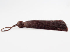 Extra Large Thick Bitter Chocolate Brown Silk Thread Tassels - 4.4 inches - 113mm - 1 pc