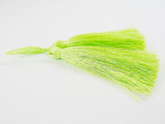 Long Bright Spring Green Silk Thread Tassels - 3 inches - 77mm - 2 pc