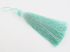 Extra Large Thick Pale Turquoise Silk Thread Tassels - 4.4 inches - 113mm - 1 pc