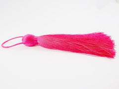 Extra Large Thick Virtual Pink Silk Thread Tassels - 4.4 inches - 113mm - 1 pc