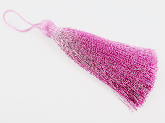 Extra Large Thick Luscious Lavender Silk Thread Tassels - 4.4 inches - 113mm - 1 pc