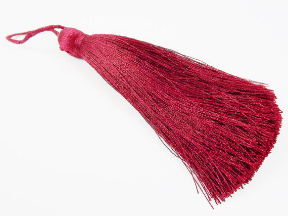 NEW Extra Large Burgundy Silk Thread Tassels - 4.4 inches - 113mm - 1 pc