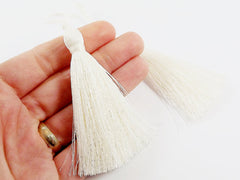 Long White Ivory Silk Thread Tassels - 3 inches - 77mm - 2 pc