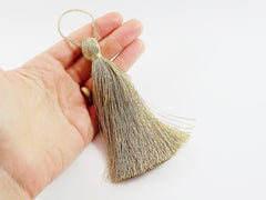 Extra Large Thick Antique Beige Silk Thread Tassels - 4.4 inches - 113mm - 1 pc