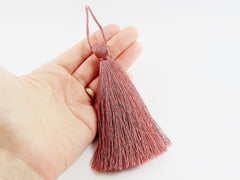 Extra Large Thick Deep Dusty Rose Pink Silk Thread Tassels - 4.4 inches - 113mm - 1 pc