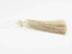 Extra Large Thick Antique Beige Silk Thread Tassels - 4.4 inches - 113mm - 1 pc