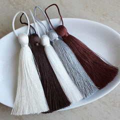 Long Light Gray Silk Thread Tassels - 3 inches - 77mm - 2 pc