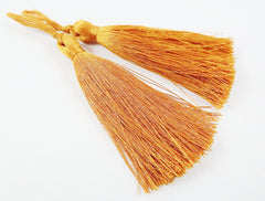 Long Mustard Yellow Silk Thread Tassels - 3 inches - 77mm - 2 pc