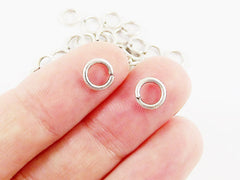 50 pcs - 7mm Antique Matte Silver Plated Brass jump rings