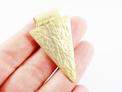 Textured Triangle Minimalist Geometric Pendant - 22k Matte Gold Plated