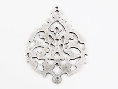 Baroque Fretwork Pattern Pendant - Matte Antique Silver Plated - 1PC