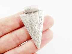 Textured Triangle Minimalist Geometric Pendant - Matte Antique Silver Plated