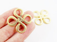 2 Celtic Square Knot Pendant Connector - 22k Matte Gold Plated