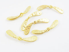 6 Hammered Sycamore Seed Inspired Wing Spacer Beads - 22k Matte Gold Plated