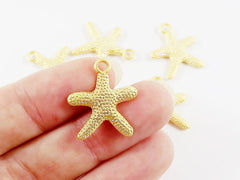 5 Starfish Charms - 22k Matte Gold Plated