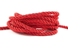 3.5mm Fiery Red Twisted Rayon Satin Rope Silk Braid Cord - 3 Ply Twist - 1 meters - 1.09 Yards - No:17