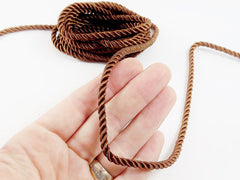 3.5mm Brown Twisted Rayon Satin Rope Silk Braid Cord - 3 Ply Twist - 1 meters - 1.09 Yards - No:17