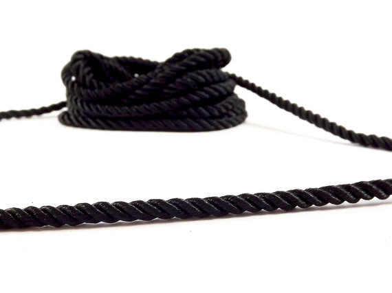 Red 5mm Twisted Rayon Satin Rope Silk Braid Cord 3 Ply Twist 1 Meters 1.09  Yards 