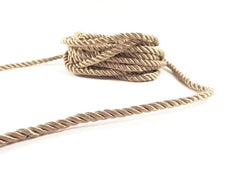 3.5mm Deep Beige Twisted Rayon Satin Rope Silk Braid Cord - 3 Ply Twist - 1 meters - 1.09 Yards - No:17