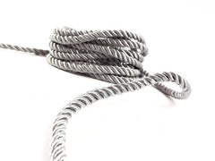 3.5mm Gray Twisted Rayon Satin Rope Silk Braid Cord - 3 Ply Twist - 1 meters - 1.09 Yards - No:17