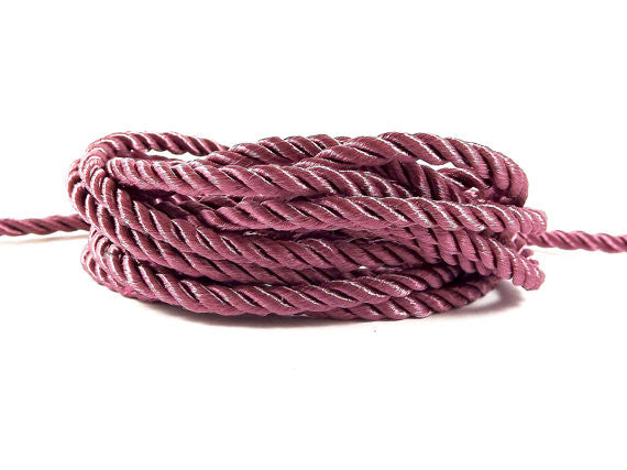 3.5mm Sunset Purple Twisted Rayon Satin Rope Silk Braid Cord - 3 Ply Twist - 1 meters - 1.09 Yards - No:17