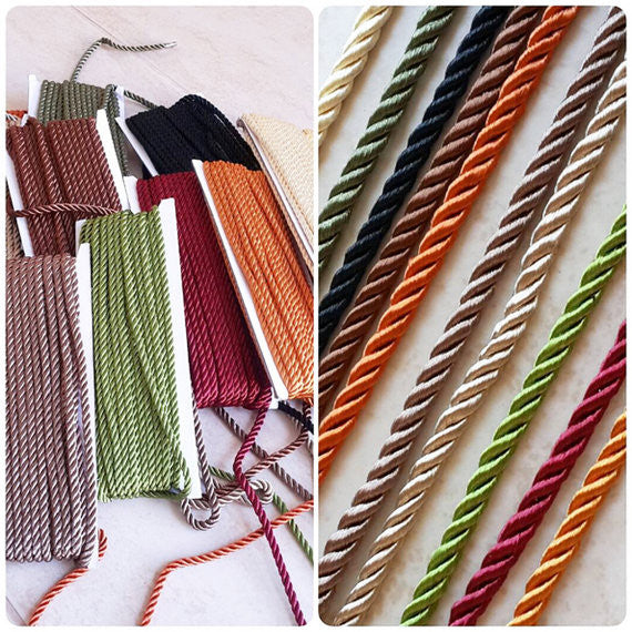 6/12M 6/10mm Colorful Braided Rope Three-strand Twisted Cord Pillow Lace Decorative  Ropes Curtain Side Edge Decorate Ribbon Trim
