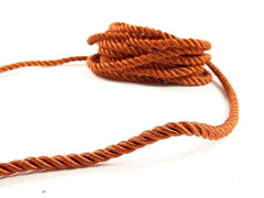 3.5mm Orange Rust Twisted Rayon Satin Rope Silk Braid Cord - 3 Ply Twist - 1 meters - 1.09 Yards - No:17
