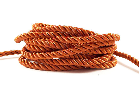 3.5mm Orange Rust Twisted Rayon Satin Rope Silk Braid Cord - 3 Ply Twi –  LylaSupplies