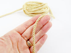 3.5mm Soft Lemon Yellow Twisted Rayon Satin Rope Silk Braid Cord - 3 Ply Twist - 1 meters - 1.09 Yards - No:17
