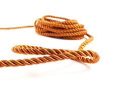 3.5mm Burnt Orange Twisted Rayon Satin Rope Silk Braid Cord - 3 Ply Twist - 1 meters - 1.09 Yards - No:17