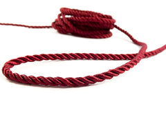 3.5mm Burgundy Twisted Rayon Satin Rope Silk Braid Cord - 3 Ply Twist - 1 meters - 1.09 Yards - No:17