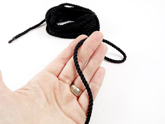 3.5mm Black Twisted Rayon Satin Rope Silk Braid Cord - 3 Ply Twist - 1 –  LylaSupplies