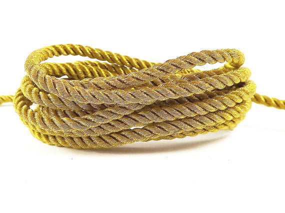 3.5mm Metallic Antique Gold Twisted Rayon Satin Rope Silk Braid Cord - –  LylaSupplies