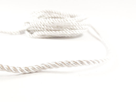 3.5mm White Twisted Rayon Satin Rope Silk Braid Cord - 3 Ply Twist - 1 –  LylaSupplies