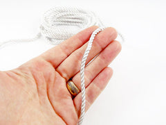 3.5mm White Twisted Rayon Satin Rope Silk Braid Cord - 3 Ply Twist - 1 meters - 1.09 Yards - No:17