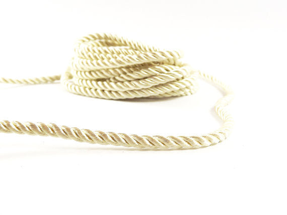 3.5mm White Twisted Rayon Satin Rope Silk Braid Cord - 3 Ply Twist