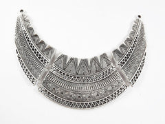 Large Ethnic Detailed Necklace Focal Collar Pendant Connector - Matte Antique Silver Plated - 1PC