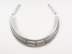 Large Rimmed Necklace Focal Collar Pendant Connector - Matte Antique Silver Plated - 1PC