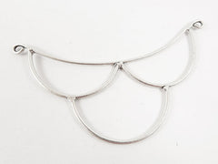 Handmade Collar Scallop Pendant Connector - Matte Antique Silver Plated - 1PC