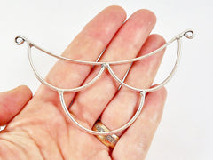 Handmade Collar Scallop Pendant Connector - Matte Antique Silver Plated - 1PC