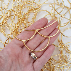 Handmade Collar Scallop Pendant Connector - 22k Matte Gold Plated - 1PC