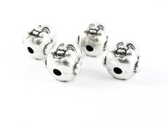 4 Happy Buddha Head Bead Spacers - Matte Silver Plated