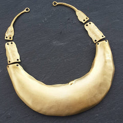 Large Organic Necklace Focal Collar Pendant Connector - 22k Matte Gold Plated - 1PC