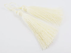 Long Butter Cream Silk Thread Tassels - 3 inches - 77mm - 2 pc