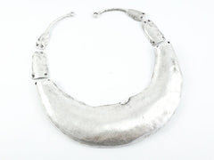 Large Organic Necklace Focal Collar Pendant Connector -Matte Antique Silver Plated - 1PC