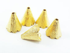 5 Textured Scalloped Matte 22k Gold Plated Beadcaps - Afghan Tassel Bead caps