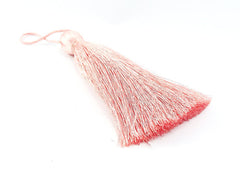 Extra Large Thick Rose Quartz Silk Thread Tassels - 4.4 inches - 113mm - 1 pc